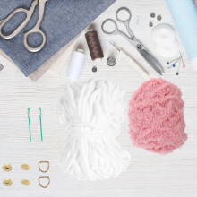 Kit de cusut poșetă DIY cu accesorii colorate aleatoriu, set de materiale din lână cu model mic de cerbi albi