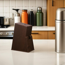 Support de rangement pour couteaux de cuisine, étagère à couteaux en plastique marron à fond plat