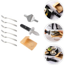 9-teiliges Austernöffner-Set mit Austernzangen, Edelstahl, Holz und Bambus, Handschutz und Meeresfrüchte-Öffner