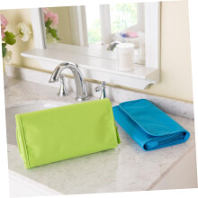 Trousse de toilette pliable et suspendue multifonctionnelle, organisateur de voyage, vert clair, portable, avec crochet.