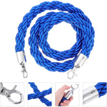 Corde torsadée bleue de 1,5 m avec crochets, pour séparer une file d'attente.