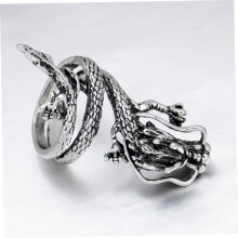 Bague homme tête de dragon, bijou chic pour les doigts, style rétro, en métal, accessoire idéal pour une tenue décontractée ou de soirée.