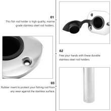 Support de canne à pêche encastré à 90 en acier inoxydable pour bateaux et yachts, couleur argent, 1 pièce