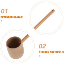Louche en bambou à manche allongé, design rustique, pour le bain, récipient à eau à long manche