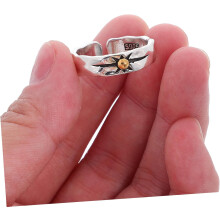 Bague ouverte soleil ajustable style punk avec motif soleil en métal argenté et cuivre unisexe