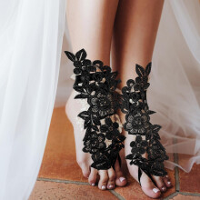 Collants en dentelle pour femmes, sandales pieds nus, style cheville, design sexy pour mariage, fĂŞte de mariage et occasions Ă la plage