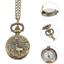 Ceas de buzunar vintage Elk, ceas sculptat antic, pentru bărbați, pentru ocazii formale casual, stil piept Elk