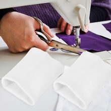 1 paire de manchons en tissu tricoté élastique blanc avec bordure côtelée, accessoires de vêtements extensibles
