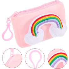 Porte-clés arc-en-ciel en peluche, porte-cartes, mini porte-monnaie rose, pendentif pour sac à dos