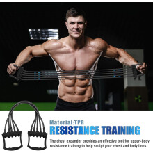 Appareil d'entraînement à l'expansion pectorale réglable avec 5 bandes élastiques, extenseur de poitrine de fitness noir