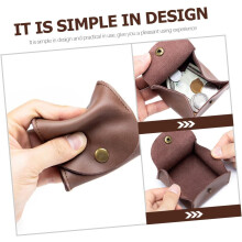 Pochette porte-monnaie en cuir véritable pour écouteurs, petite pochette marron compacte, idéale pour hommes et femmes.