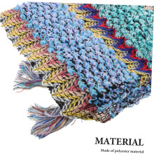 Boho Strikket Omslagssjal for Damer Koselig Pluss Poncho med Frynser Vintage Stil Reisekappe