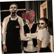 Halloween draak cosplaymasker, halfgezichtsmasker van PU met dierenprint en bandje.
