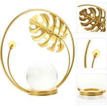 Krystallkule med stativ Monstera-designet elegant dekorativ ornament laget av