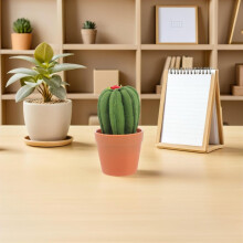 Coussin à épingles en faux cactus avec pot de fleurs vert olive et organisateur de couture en tissu non tissé