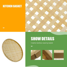Panier de rangement multifonctionnel tressé en bambou, au design créatif et délicat, couleur kaki.