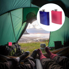2 petacas de bolsillo para camping, 177 ml (6 oz), de acero inoxidable apto para alimentos, resistentes al desgaste, portátiles.