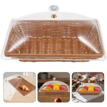 Cesta de acrílico tejido para mesa de centro, pequeña cesta rústica para frutas con textura fina y diseño resistente.