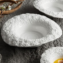 Keramikteller in Hutform mit Steinmuster, Pastateller für die Küche, zum Servieren von Speisen zu Hause