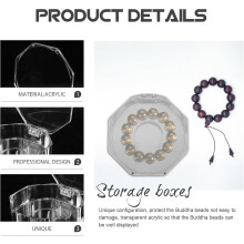 Achteckige, versiegelte Acrylbox zur Aufbewahrung von Armbändern mit Buddha-Perlen und Schmuck