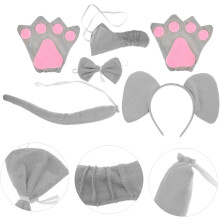 Elefantenkostüm-Stirnband mit Tierohren, künstlicher Nase, Schwanz, Handschuhen und Fliege