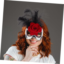 Rozenmasker kostuumaccessoire voor vrouwen, half gezichtsmasker, feestartikel