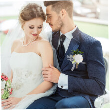 Simulated Flower Boutonniere for Wedding Elegant Artificial Pin
