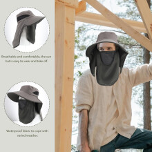 Sombrero tipo cubo de protección solar de ala ancha para jardinería, pesca y exteriores, color verde oliva.