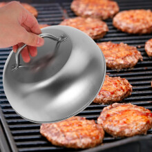 Couvercle rond en acier inoxydable pour griller et badigeonner, portable et assurant une répartition uniforme de la chaleur.