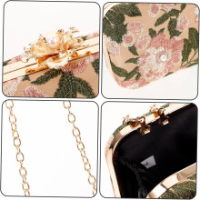 Geantă de mână vintage de seară cu broderie florală, geantă de mână pentru femei, cu detalii cu mărgele