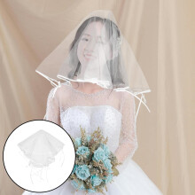 Korte, elegante bruidssluier voor bruiden, lichtgewicht hoofddeksel met strik.