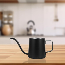 Kaffeekanne aus Edelstahl mit Schwanenhals, 350 ml, mit dicht schließendem Deckel und Messskala, ideal fürs Büro