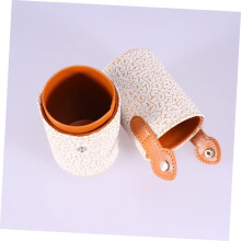 Makeup Brush Holder Leather Cosmetics Storage Bucket