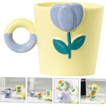 Großer Keramik-Kaffeebecher in Tulpenform mit Henkel