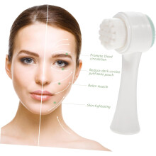 Brosse faciale double face pour le nettoyage et l'exfoliation du visage, instrument de nettoyage manuel des pores, couleur aléatoire