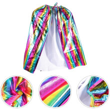 Dúhový plášť Cosplay plášť Koruna Čelenka, Unisex párty kostým, dĺžka 75 cm Dúhový plášť