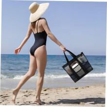 Grand sac de plage en filet pour femmes, cabas léger avec compartiment isotherme