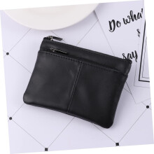 Mini portefeuille en cuir, fermeture éclair, rangement compact, unisexe, porte-cartes et porte-monnaie, idéal pour le travail et le shopping.