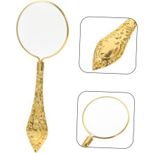Loupe de poche portable avec poignée à motif floral en relief, petite lentille en métal