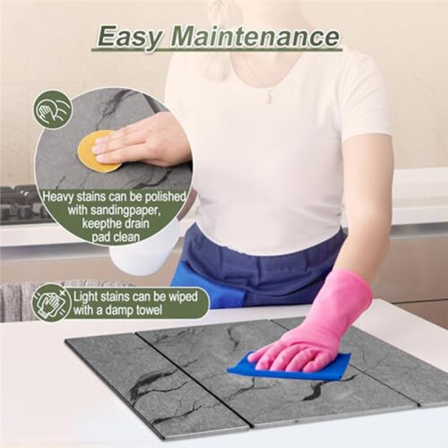 Large Stone Dish Drying Mat, Suitable for Kitchen Countertops, Foldable, Quick-Drying, Stylish Diatomaceous Earth 1