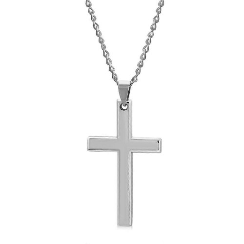 Κολιέ με σταυρό, καθολικό, αλυσίδα, unisex, μενταγιόν από ανοξείδωτο ατ 1