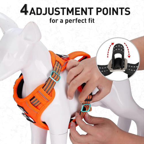 Dog Harness No Pull For Large Medium Dogs, Adjustable Reflective Harness Dog Harness Orange 1