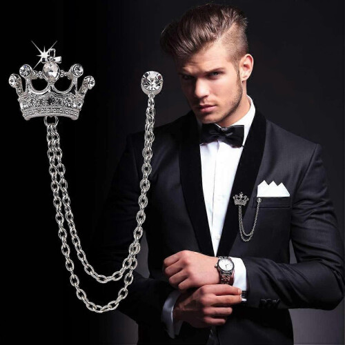 Spilla da uomo, spilla vintage con catena, accessori per camicie e abiti. 1