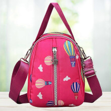 (Rose Red) Women Nylon Handbag Simple Printing Single Shoulder Messenger Bag with Adjustable Strap and Spacious Interior in Multiple Colors
