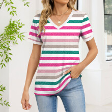 Women's T-Shirts, Short Sleeve Dolman Shirts, , V-Neck-Brown L
