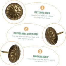 300pcs Antique Upholstery Tacks for Furniture Decorative Nails in Chrysanthemum Style Upholstery Tools