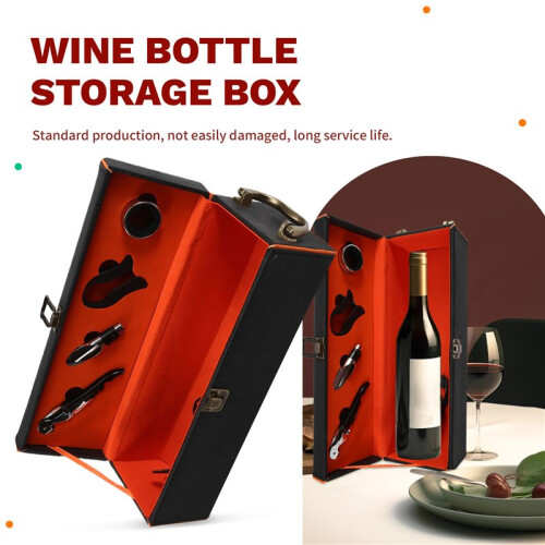 Single Wine Bottle Gift Box , Portable Carrying Case Bottle Holder with Handle Gift Box Case Holder 2