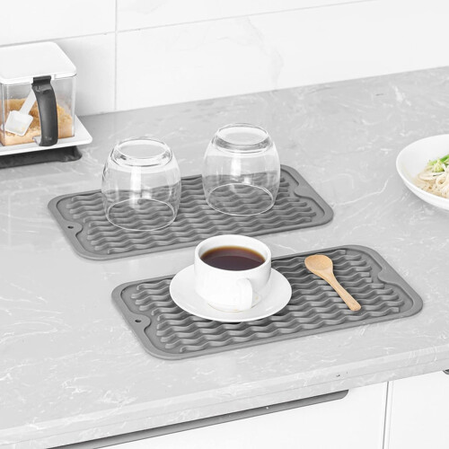 Dish Drying Mat for Multiple Usage, Easy Clean, Eco-Friendly, Heat-Resistant Silicone Mat for Kitchen Counter Grey-A 1