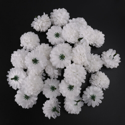 60 Pcs Carnations  Artificial Flower Silk Spherical Heads Wedding Decor White 2