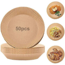 (50pcs-opp bag 16*4.5cm, Natural yellow) household baking paper for air fryer large round